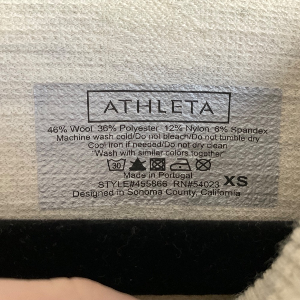 Athleta Ribbed Wool Blend Sweater - Cream/Grey - Size XS - Picture 4 of 5